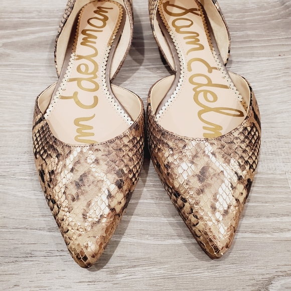 NEW Sam Edelman Rodney Snake-Print Flat Shoes - Picture 4 of 11